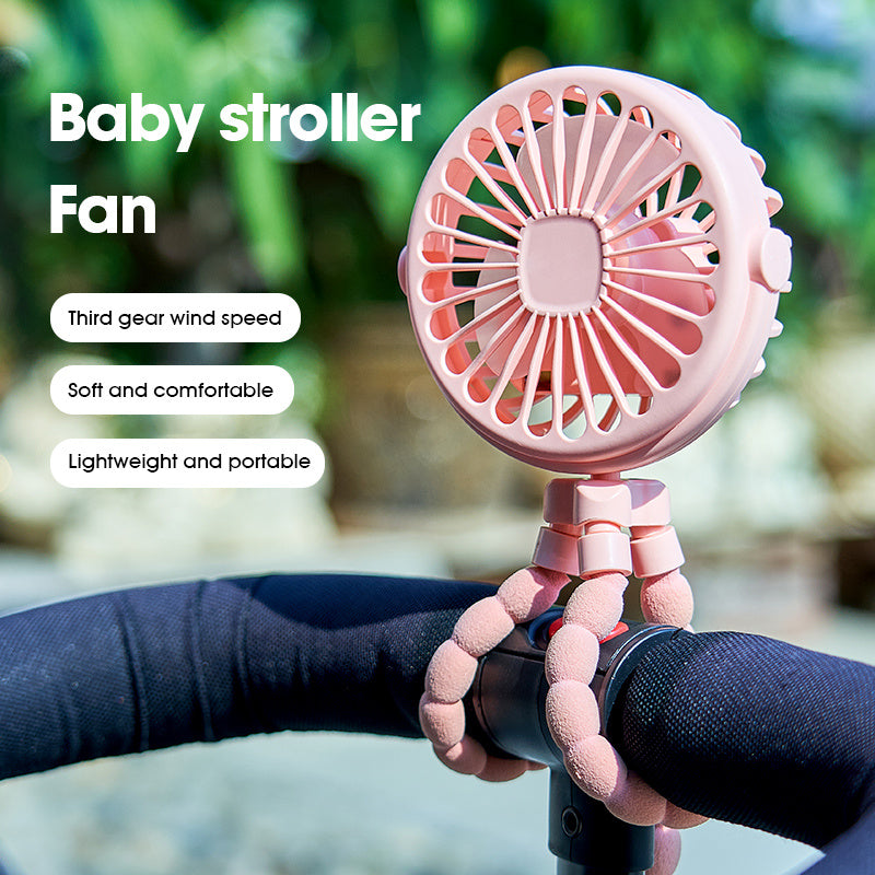 Multi Functional Children's Stroller Mini Fan Portable USB Charging Small Fan Octopus