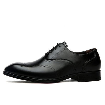 Formal Leather Shoes British Men Brogue Pointed-toe Lace