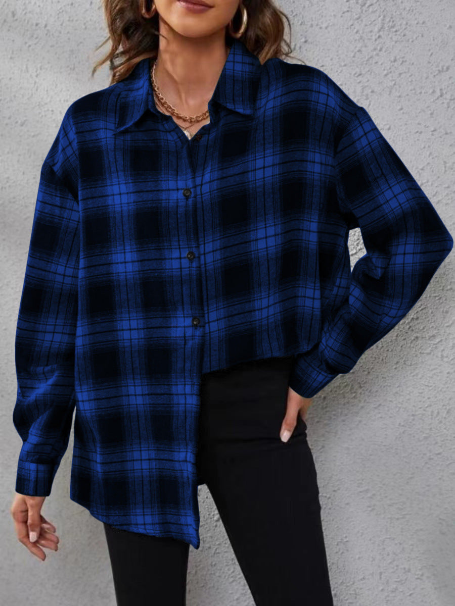 Women's Fashion Plaid Cardigan Loose Shirt