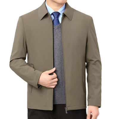 New Middle-aged Men Spring And Autumn New Polo Collar Coat