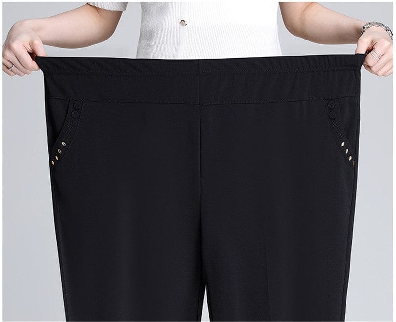 Loose Plus Fat Plus Size Middle-aged And Elderly Female Grandma Outfit High-waist Trousers