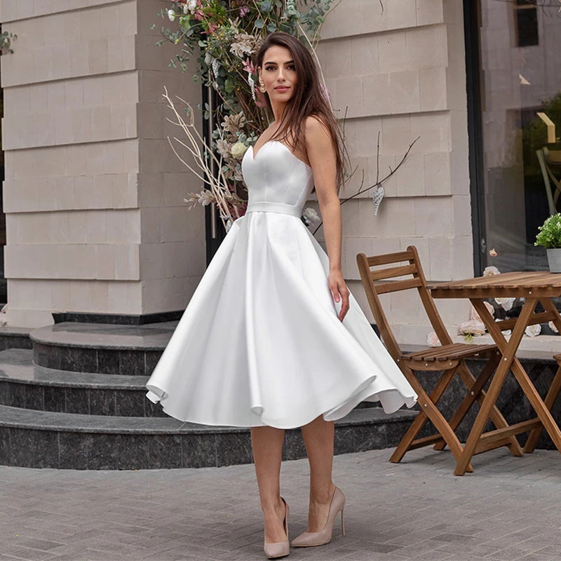 French Strapless Light Wedding Dress