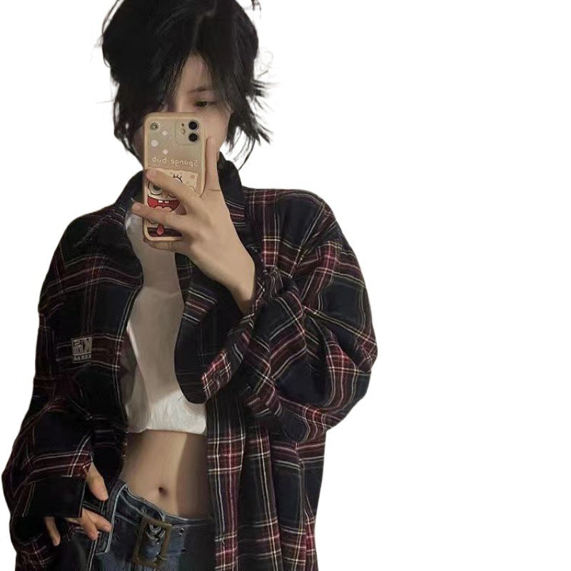 Fashion Loose Cool Plaid Shirt For Women