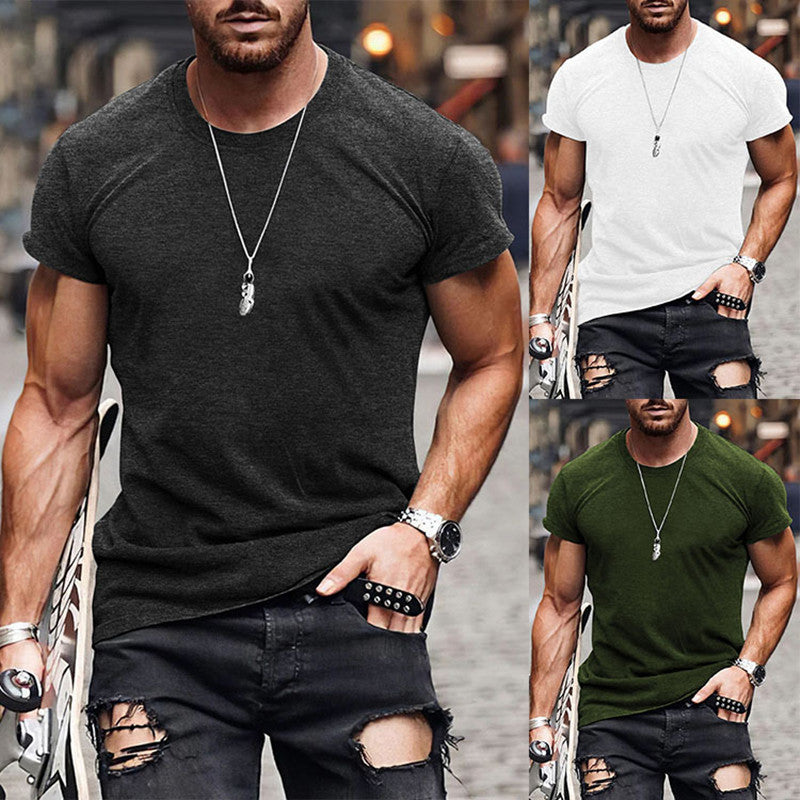 Fashion Solid Color Men's Short Sleeve Casual