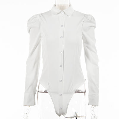 Commuter Solid Color Fashion Shirt Bodysuit