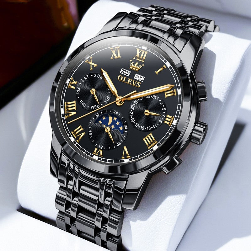 Multifunctional Moon Phase Automatic Mechanical Watch Waterproof Watch