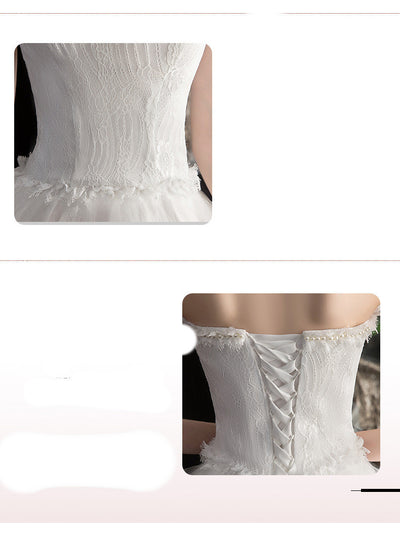 Short Front And Back Length Small Trailing Wedding Dress