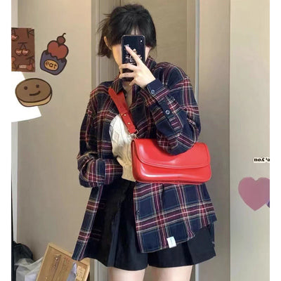 Fashion Loose Cool Plaid Shirt For Women