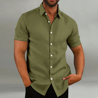 Men's Vintage Cotton Linen Casual Loose Short Sleeves Shirt - HJG